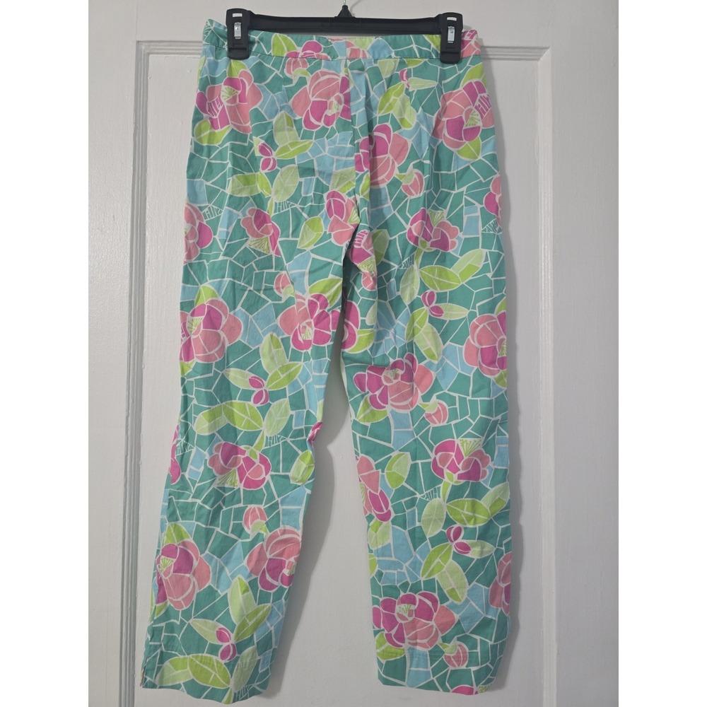 Lilly Pulitzer Liza Capri Pants Green Cote D‎ Azar Mosaic Size 4 - Picture 2 of 5